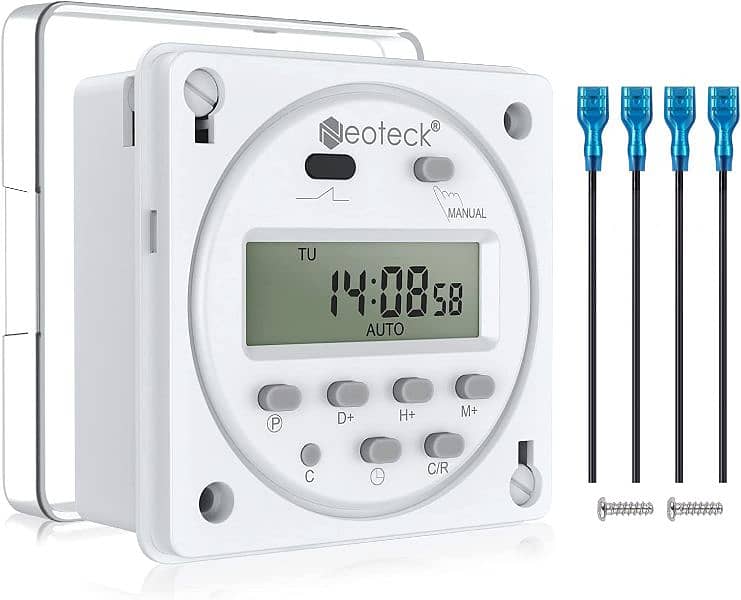Neoteck DC 12V Timer Switch 16A Digital LCD Time Relay Programmable 16
