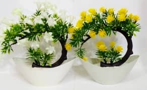 Artificial Flowers pots Ship Shape (Pack of 2) 0