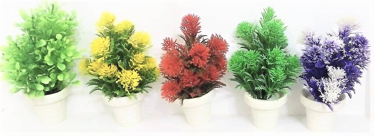 Artificial Flowers Mini Plastic pots (pack of 2) 1