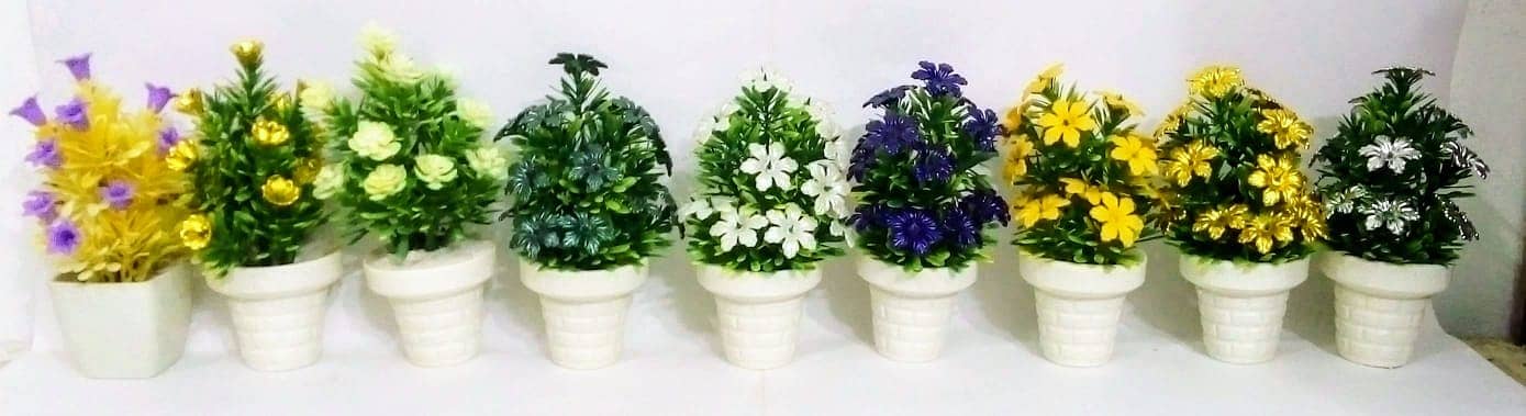 Artificial Flowers Mini Plastic pots (pack of 2) 2