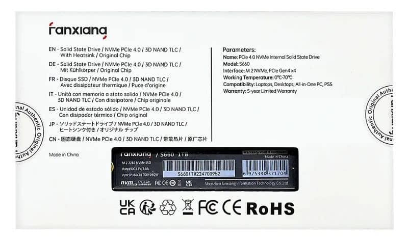 SSD M2 FANXIANG 660 Nvme Gen4 1TB 2TB SSD M2 NGFF Internal Solid State 8