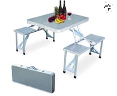 Portable Picnic Folding Table With Desk Chairs Set 0