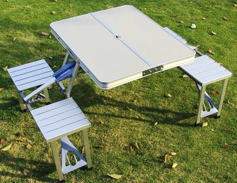 Portable Picnic Folding Table With Desk Chairs Set 1