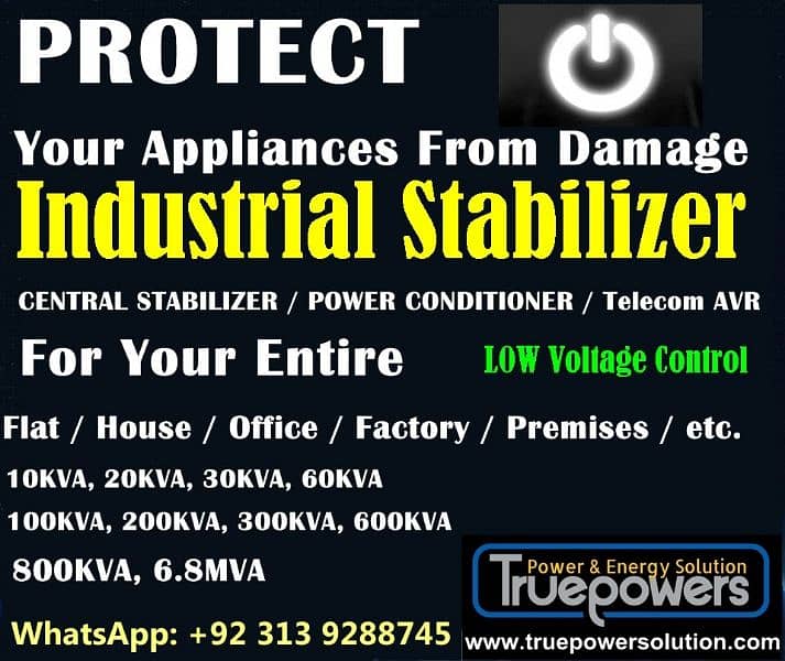 Industrial Stabilizer UPS; AVR  Mega Watt 1000kva  300kv 200kva 100kva 1