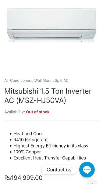 Mitsubishi 1.5 Ton Inverter AC HJ50VA for sale 5