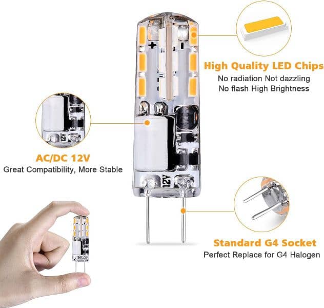 10pack) Eco. Luma G4 LED Bulbs,NoFlicker WarmWhite 360°BeamAngle 2700K 2