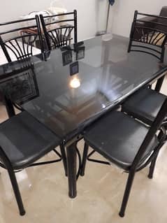 Stunning Black Mirror Dining Table Set 6 Seats