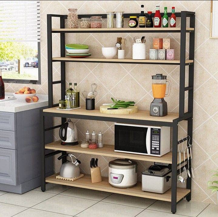 5-shelf Kitchen Bakers Rack with Hutch Industrial Microwave Oven Stand 4