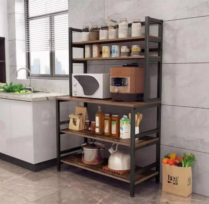 5-shelf Kitchen Bakers Rack with Hutch Industrial Microwave Oven Stand 2