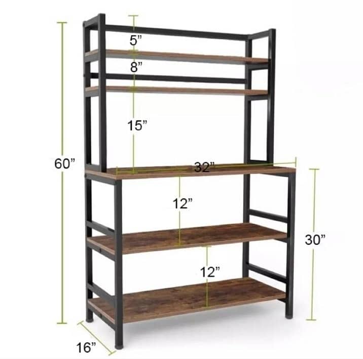 5-shelf Kitchen Bakers Rack with Hutch Industrial Microwave Oven Stand 8