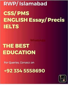 IELTS, PTE, TOEFL, ENGLISH ESSAY AND PRECIS FOR CSS/PMS