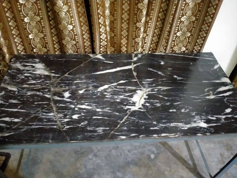 Iron Table with Marble Top, Marble cracked but strongly fixed 0