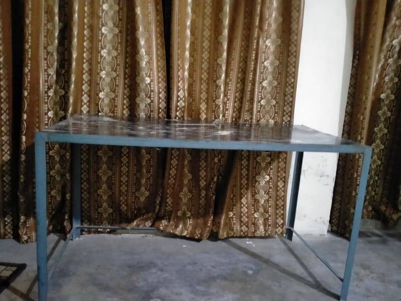 Iron Table with Marble Top, Marble cracked but strongly fixed 1