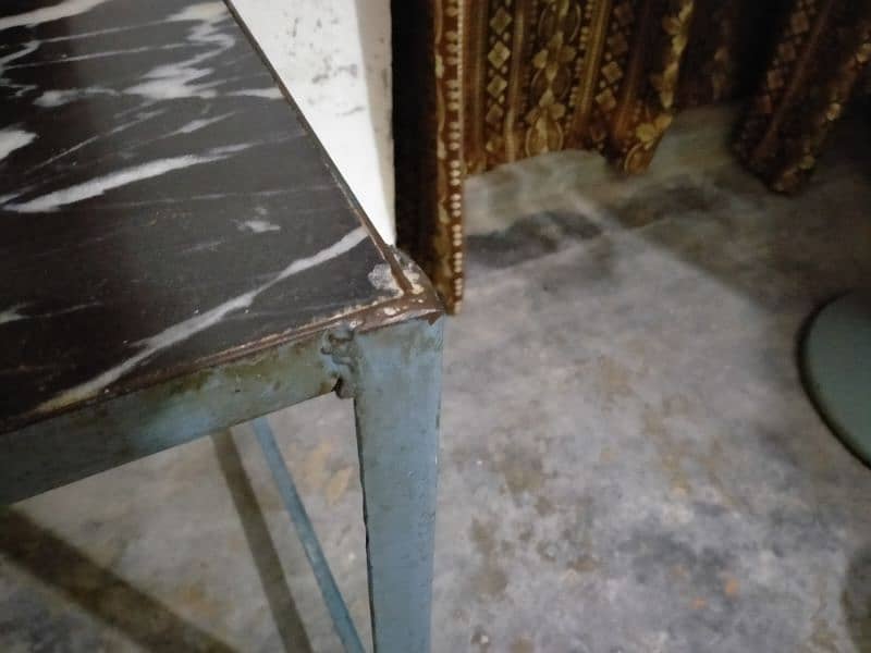 Iron Table with Marble Top, Marble cracked but strongly fixed 2