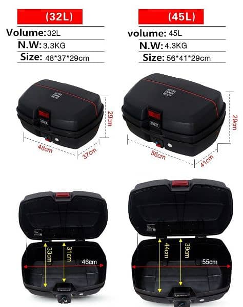 Large size 45 liter Bike Tail box JDR best quality 3