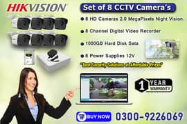 Set of 8 Cameras Ultra HD System Hikvision