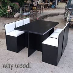 6 person dining table with storage compartment