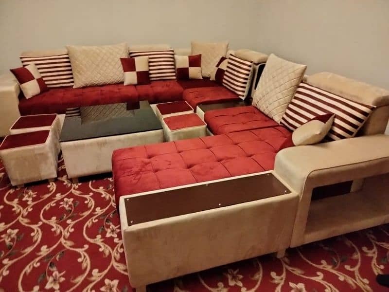 10 seater sofa with four stools 16