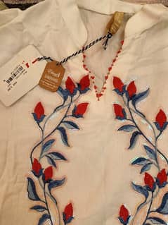 Ethnic Stylish White embroidered  Kurti with Slip