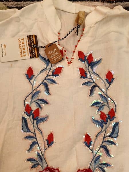 Ethnic Stylish White embroidered  Kurti with Slip 2