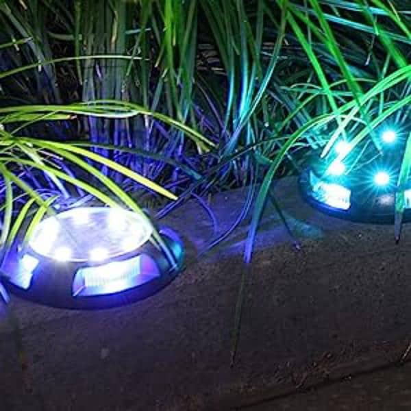 4Pack dual colour White+Blue)Solar Charge Outdoor Ground Buried Light 1
