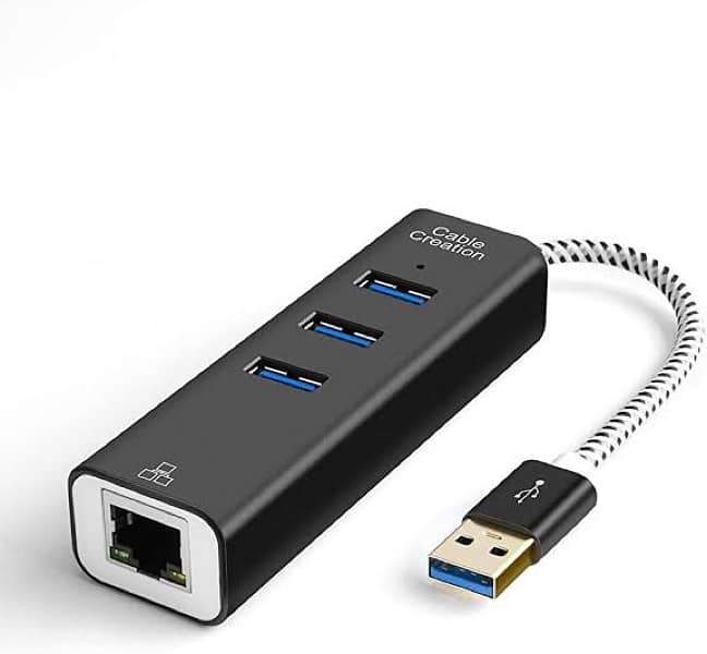 CableCreation USB3.0 TO 3-port USB 3.0 Hub + Gigabit Ethernet Adapter 2