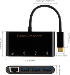 CableCreation USB-C to 3-Port USB 3.0 HUB with Ethernet Adapter 0