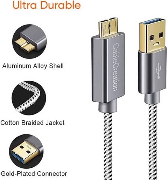 CableCreation USB 3.0 to External Hard Drive Cable 1