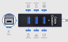 CableCreation USB  3.0 A Male to 4 Port USB HIB Cable 0.1M 0.33ft