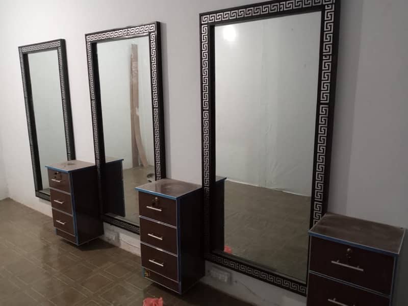 2 Salon size mirrors with cabinets for Urgent sale 0