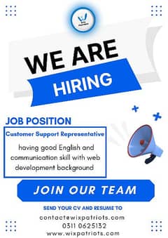 We are hiring Female Customer support representative . . .