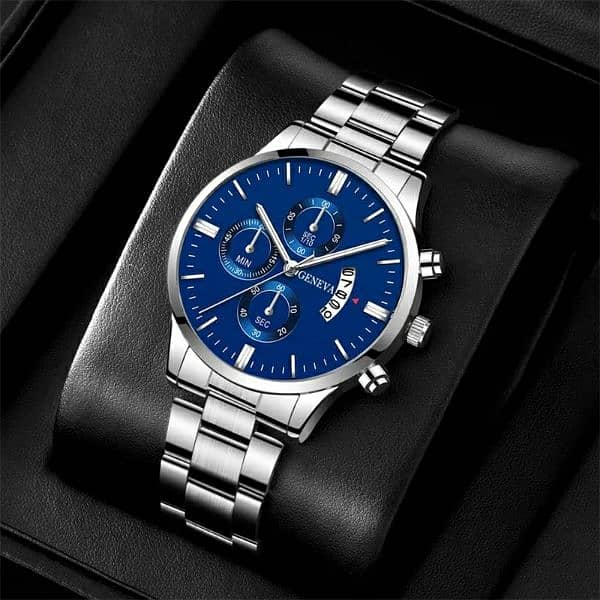 2023 Luxury Fashion Mens Watches Silver Stainless Steel Quartz. 1