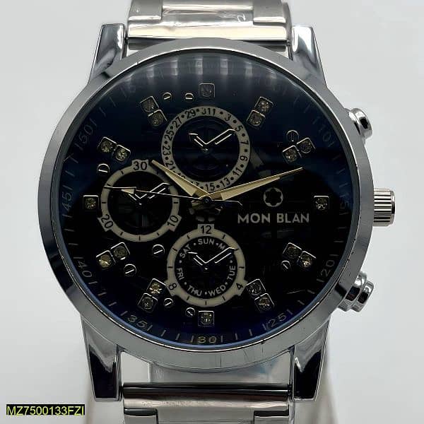 Mens stainless steel chronometer watch 0