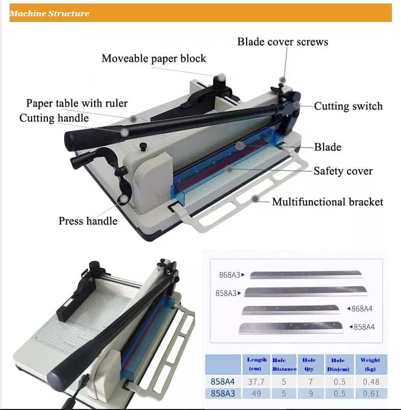 Paper cutter -Paper cutting machine 858 paper cutter Heavy Duty Manual 6
