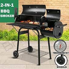 BBQ Smoker Charcoal Grill Roaster Portable Outdoor Camping 2 in 1 0