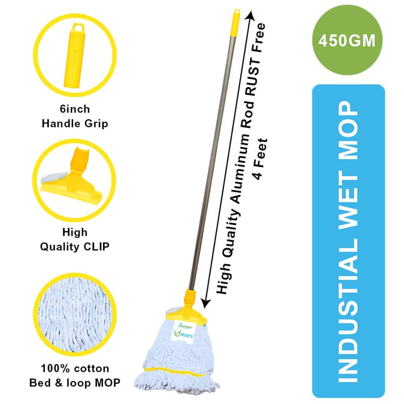 Wet Mop Set (Yellow,Green,Red,Blue) is a high quality mop made of 100% 1