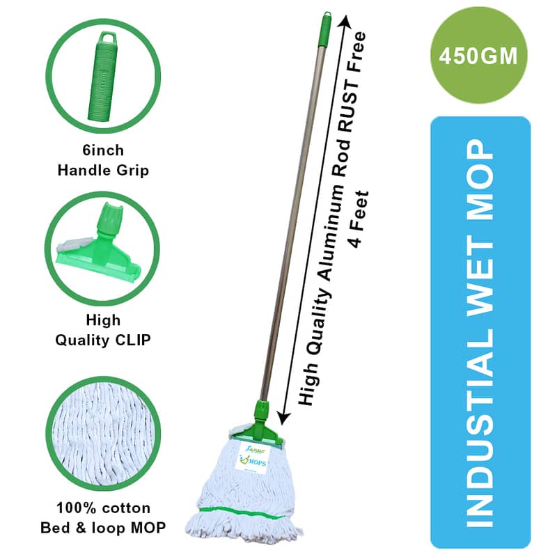 Wet Mop Set (Yellow,Green,Red,Blue) is a high quality mop made of 100% 2