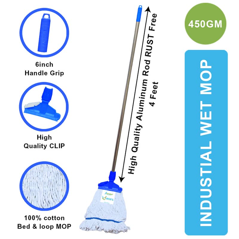 Wet Mop Set (Yellow,Green,Red,Blue) is a high quality mop made of 100% 3