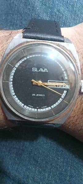 Antique Russian Black Day Date Slava 26 Jewels Vintage watch Classic 5