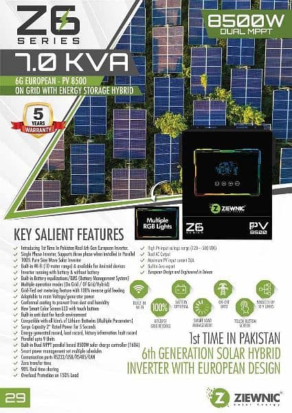 Ziewnic Solar Hybrid 7.0 (KVA) 6G EUROPEAN - PV 8500 Z6 Series 1