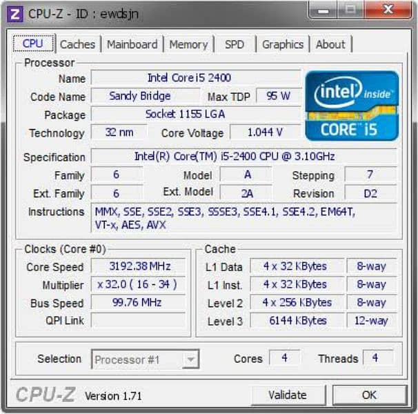 core i5 2400 3.4GHz 2nd gen 3
