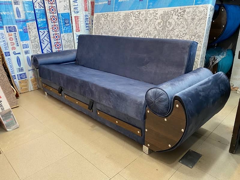Diamond Foam Wooden Sofa Cum Bed - Free Home Delivery 0