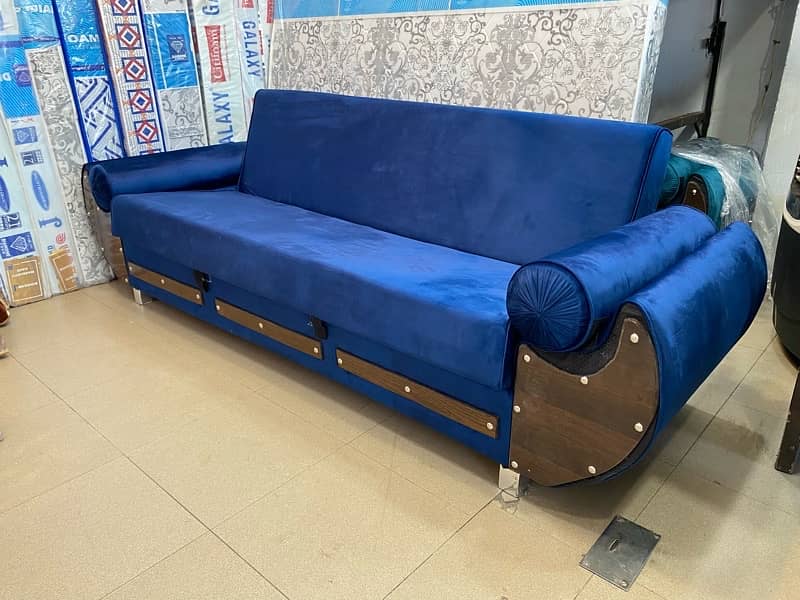 Diamond Foam Wooden Sofa Cum Bed - Free Home Delivery 4