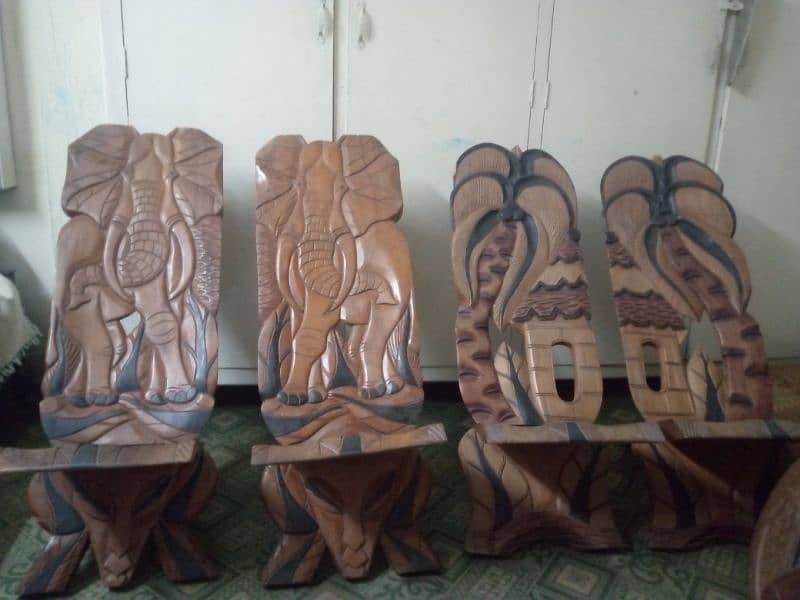 African wooden chairs and Table ( Unique and Rare ) 0