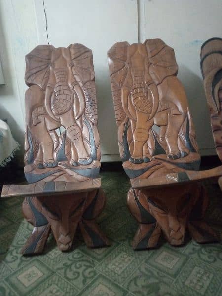 African wooden chairs and Table ( Unique and Rare ) 1
