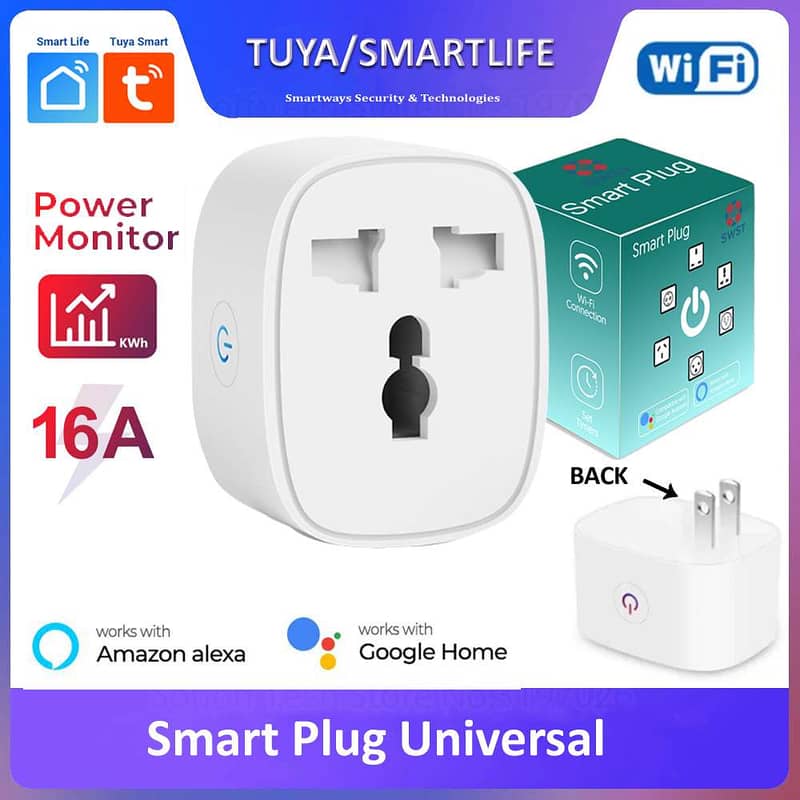 16A Smart Wifi Universal Plug PowerMeter Compatible with alexa n googl 0