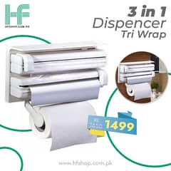 Triple Paper Dispenser Tri wrap, Foil Paper, Cling Cutter, Kitchen Too