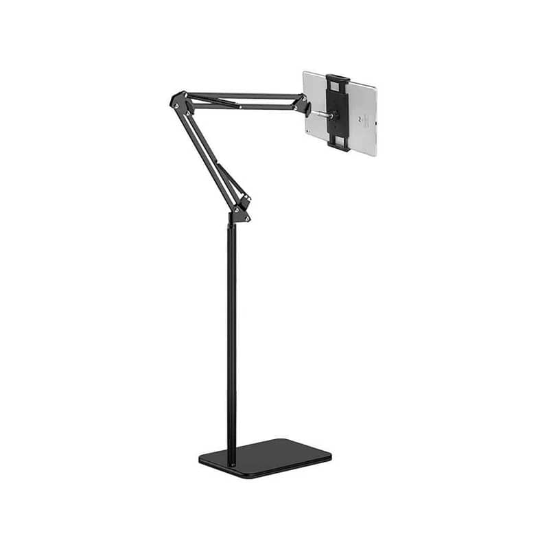 Universal Height Adjustable Floor Tablet Stand With Swivel Boom Arm Ov 0