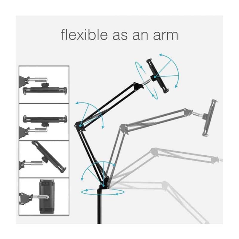 Universal Height Adjustable Floor Tablet Stand With Swivel Boom Arm Ov 4