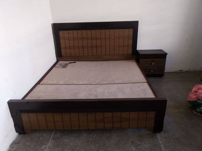 King Size Bed with Side Table  & 72x78 Alkhair Mattress for Sale 6